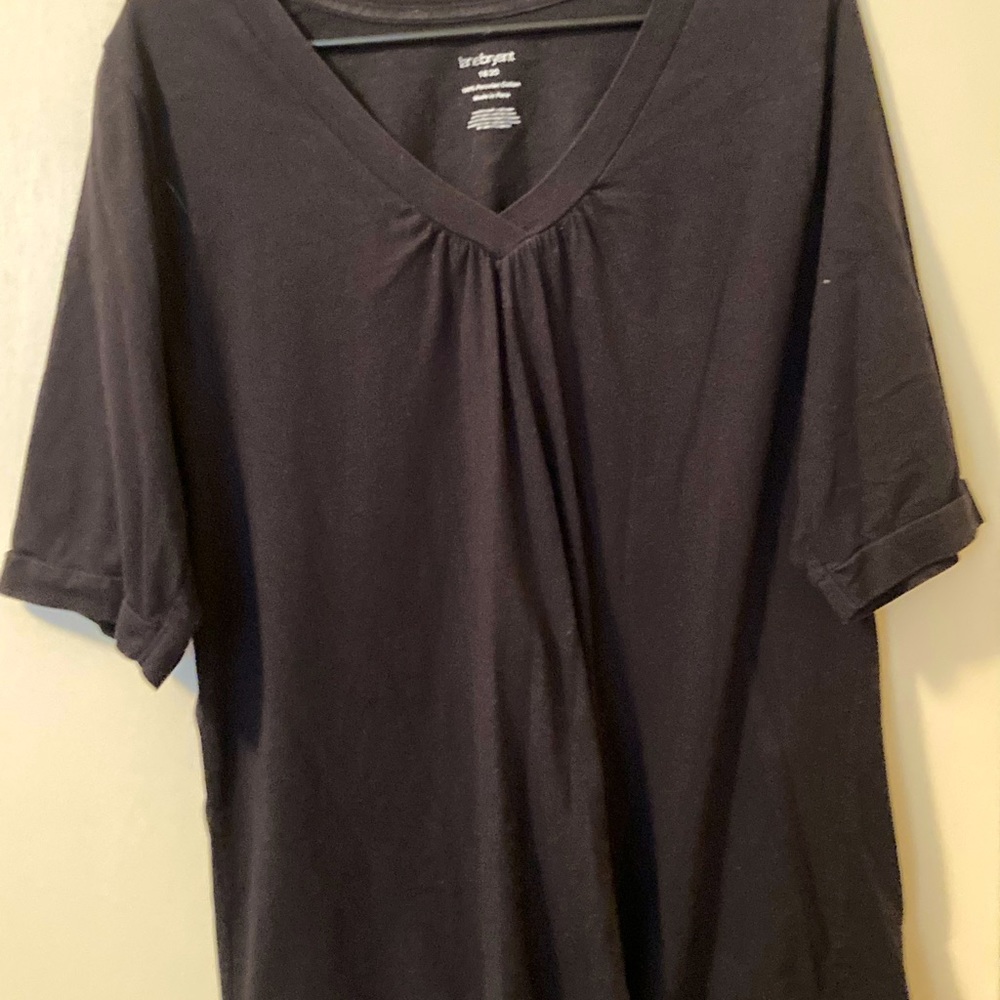 Ladies' black V-neck Tee shirt